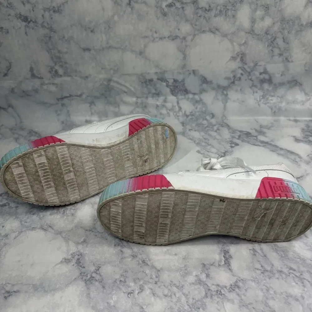 PUMA Big Kid's CARINA 2.0 FADE JR Cotton Candy Pink School Low Top Shoes Sz 4